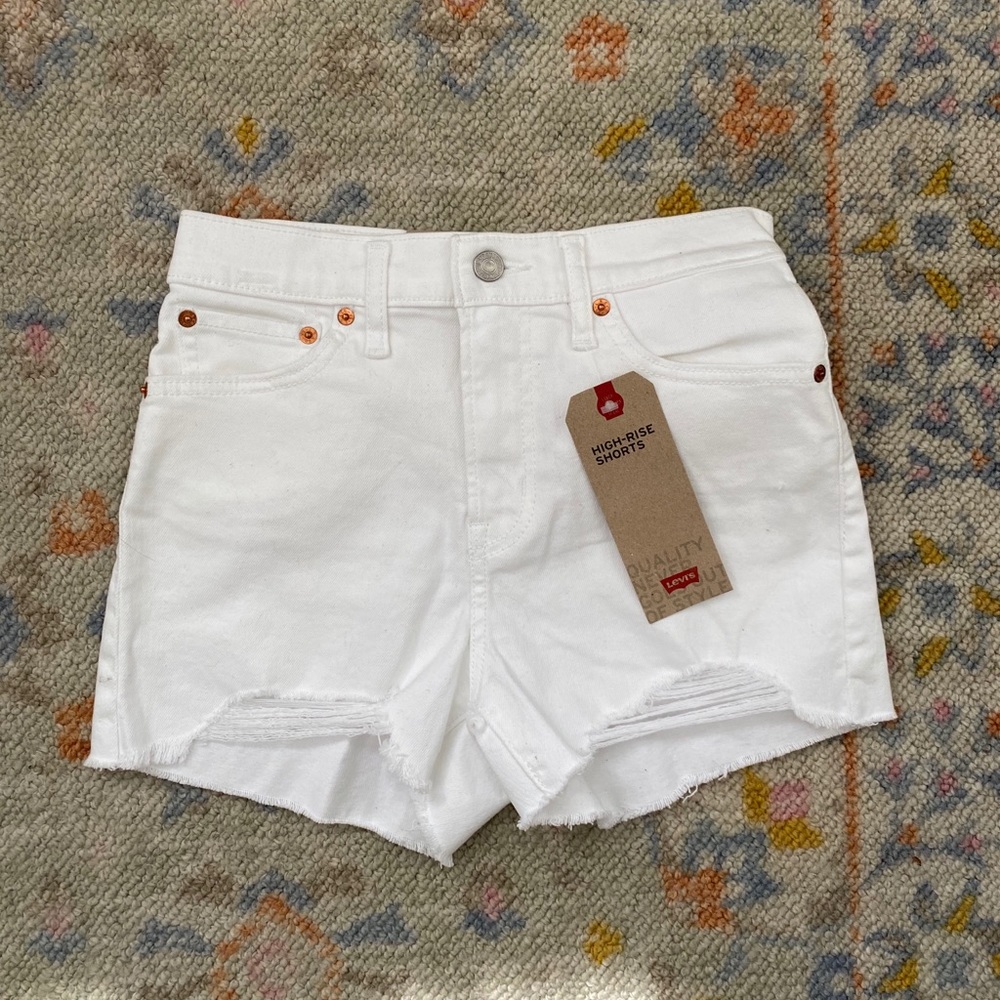 Levi’s High Rise White Denim Shorts